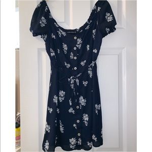 Navy blue dress with white flowers